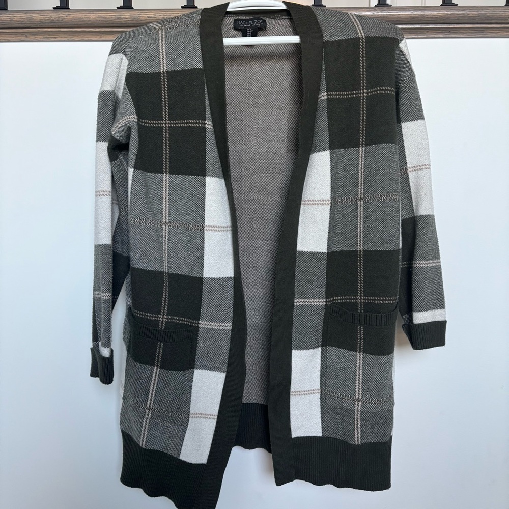 Rachel Zoe Black and Gray Knit Cardigan - size Small